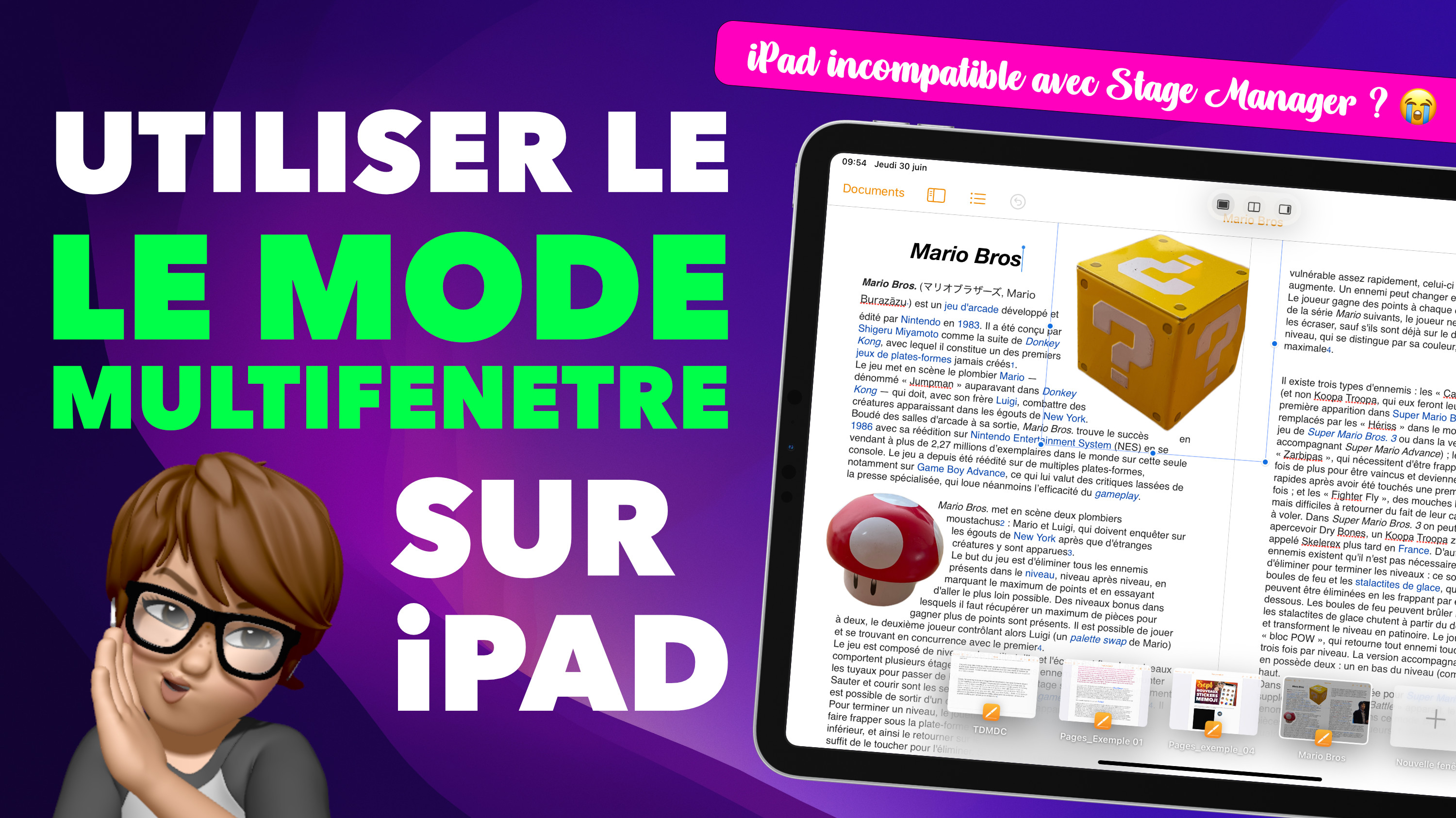 Utiliser le mode multifenetre de l&rsquo;iPad • (iPad non compatible avec Stage Manager)